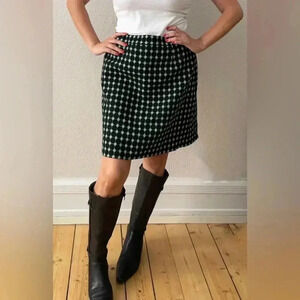 Hobbs London Wool Green and Black Mini Skirt Size 2